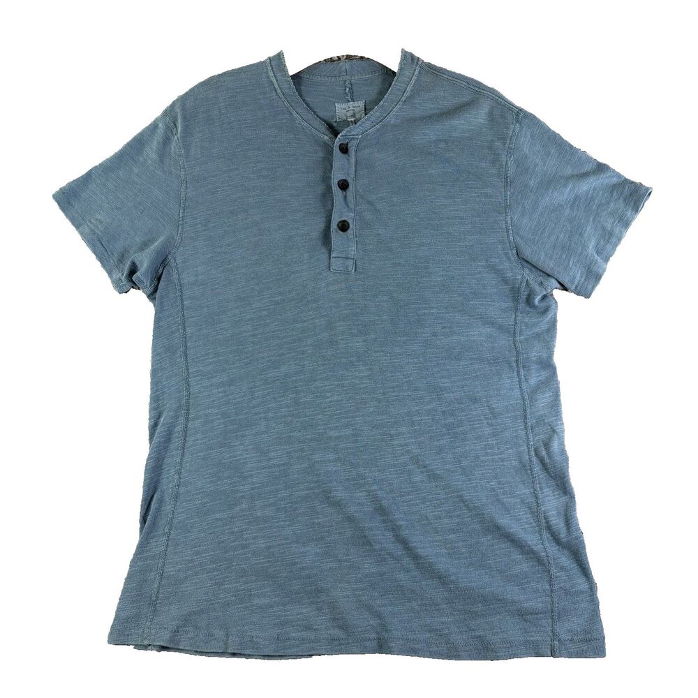 Rag & Bone Henley T-Shirt Mens Medium Baby Blue Short Sleeve Preppy Summer Beach
